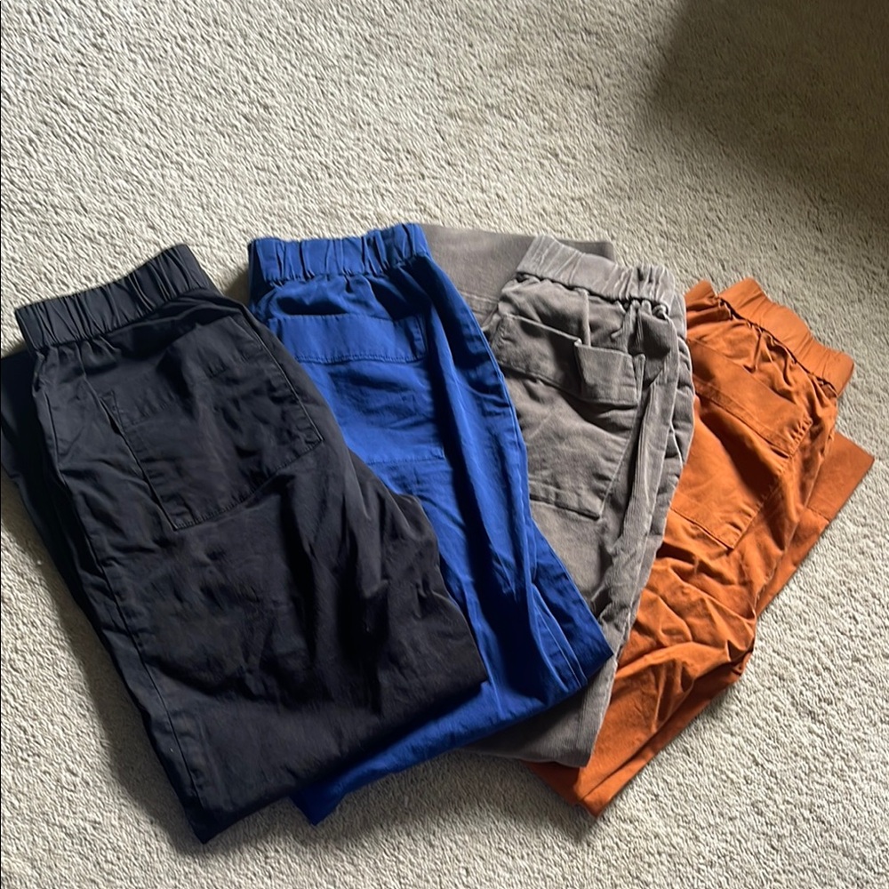 Everlane Easy Pants bundle - Black, Blue, Grey Cord, and Orange